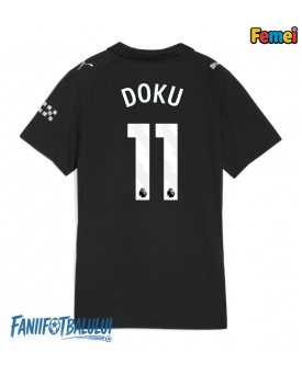 Manchester City Jeremy Doku #11 Tricou Fotbal Replică 2025-26 Femei Deplasare
